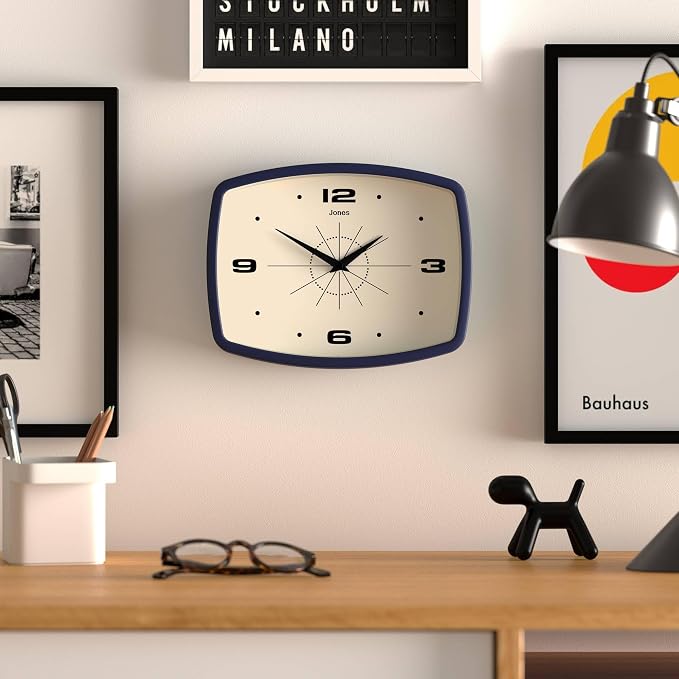 JONES CLOCKS® Movie Wall Clock | Rectangular Retro Clock | 25cm | Blue | Cool - Image 3