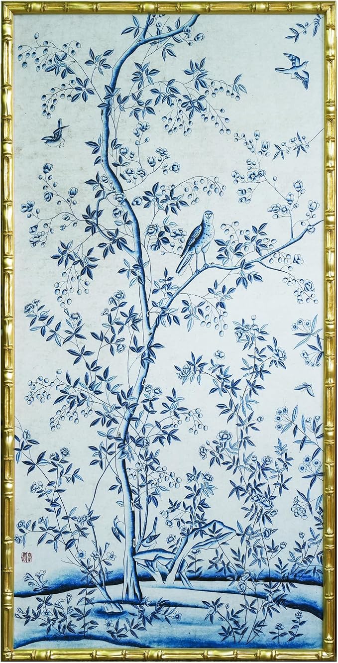 HongFengtang Chinoiserie Bamboo Wall Art Print, Hand Painted Style Vintage by Hongfengtang