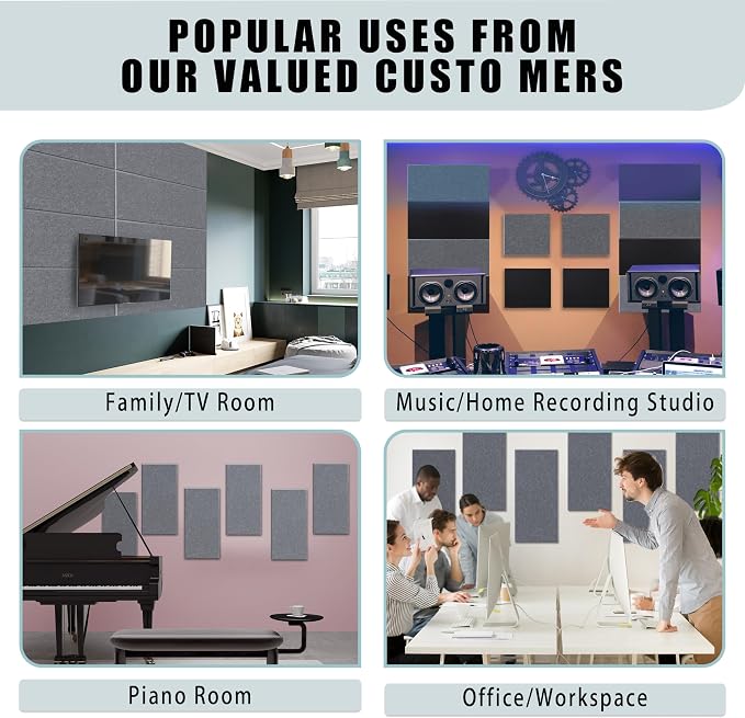 6 Pack Self-Adhesive Acoustic Panels, 15.75" X 31.5" X 0.47" Soundproof Wall - Image 7