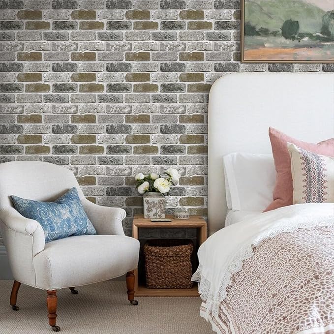 Commomy 10 Pcs 3D Faux Brick Peel and Stick -11.8"X11.8" Small Size Thin PVC - Image 7