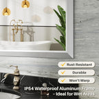24x32 Inch Brushed Silver Bathroom Mirror - Image 3