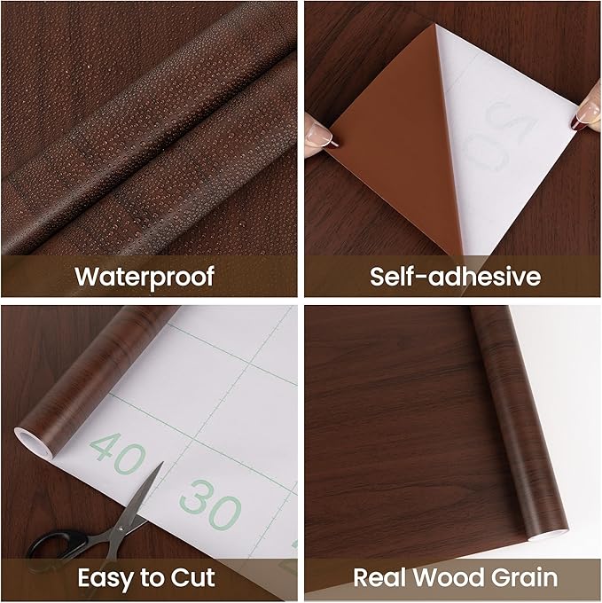 Abyssaly Wood Contact Paper, Self Adhesive Removable Wooden Look Grain Contact - Image 2
