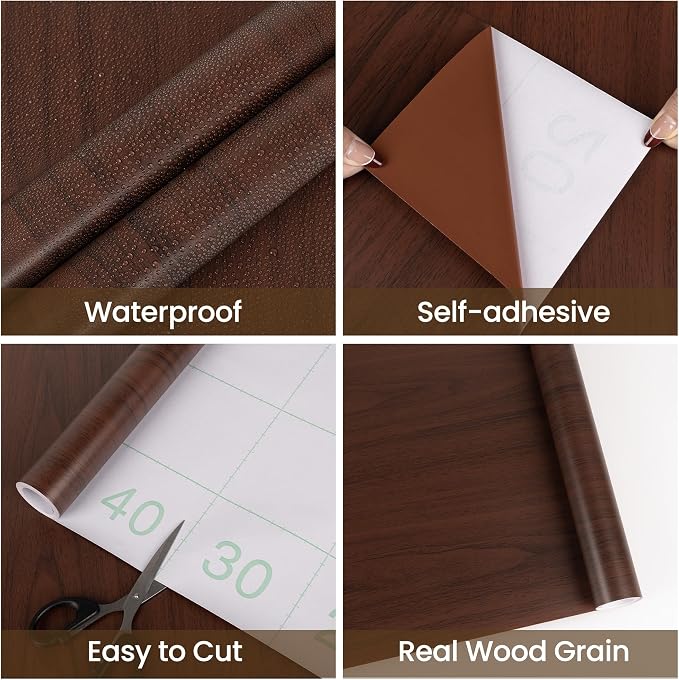 Abyssaly Wood Contact Paper, Self Adhesive Removable Wooden Look Grain Contact - Image 2