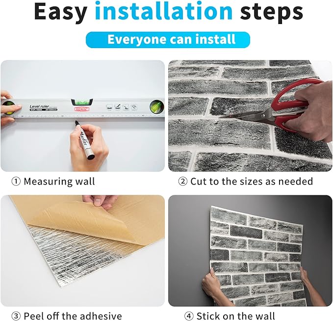 Art3d 10-Pack 52.5 Sq.Ft Faux Brick 3D Wall Panels Peel and Stick in Stone Ash - Image 7