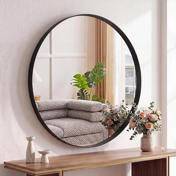 NEWBULIG 28-Inch Round Wall Mirror, Bathroom Wall Circle Mirror by NEWBULIG
