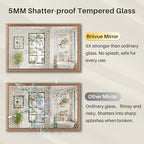 36x36 Inch Bathroom Mirror for Wall, Anti-Rust Walnut Wood Grain Metal Framed - Image 7