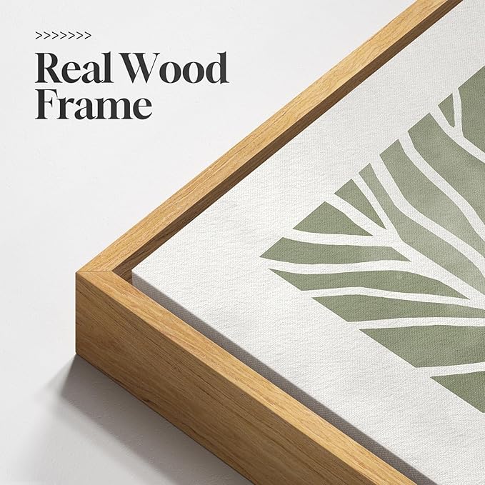 Framed Green Abstract Botanical Wall Art, 2 Piece Tropical Plant Canvas - Image 5