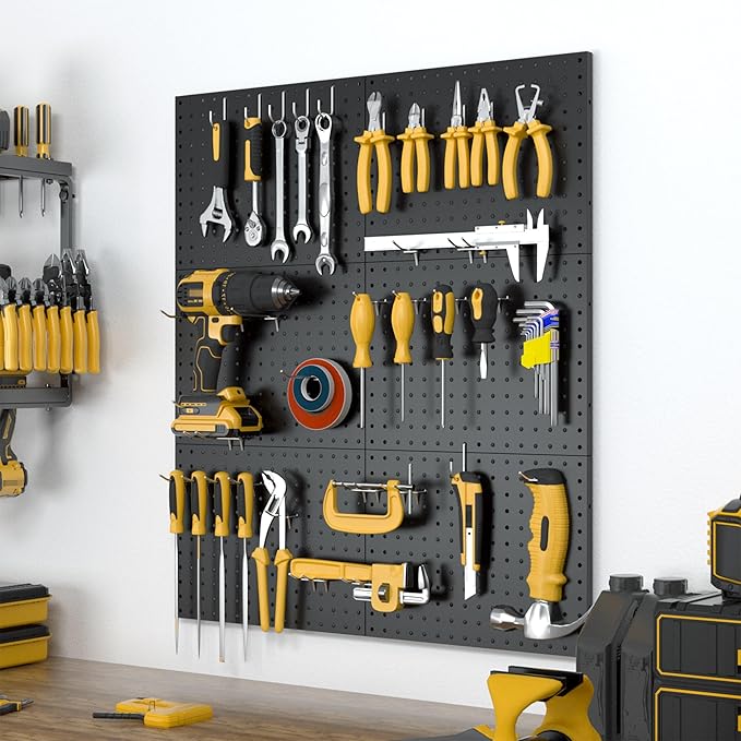 Spampur Peg Board, 6 Pack Metal Pegboard Panels Black Pegboards Wall Organizer - Image 2