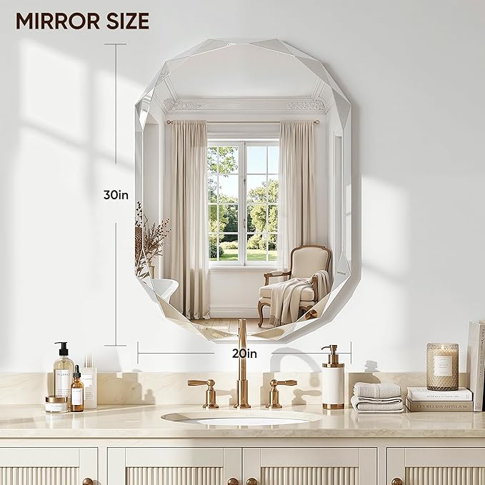 Suidia Bathroom Mirror, Frameless Bathroom Mirror - Image 2
