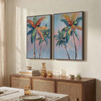 Framed Coastal Colorful Palm Tree Wall Art Bedroom, Pop Art Paintings Prints - Image 2