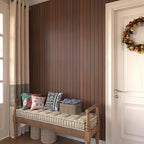 VEELIKE Walnut Wooden Slat Wallpaper Peel and Stick Waterproof Dark Wood - Image 4