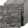 3D Wall Panels Peel and Stick in Black Grey Stone, Textured Faux Brick Wall by Greymond