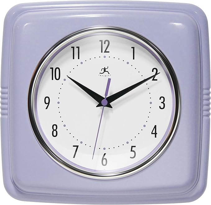 Infinity Instruments Retro Wall Clock – 9-Inch Square Silent Non-Ticking by InfinityInstruments