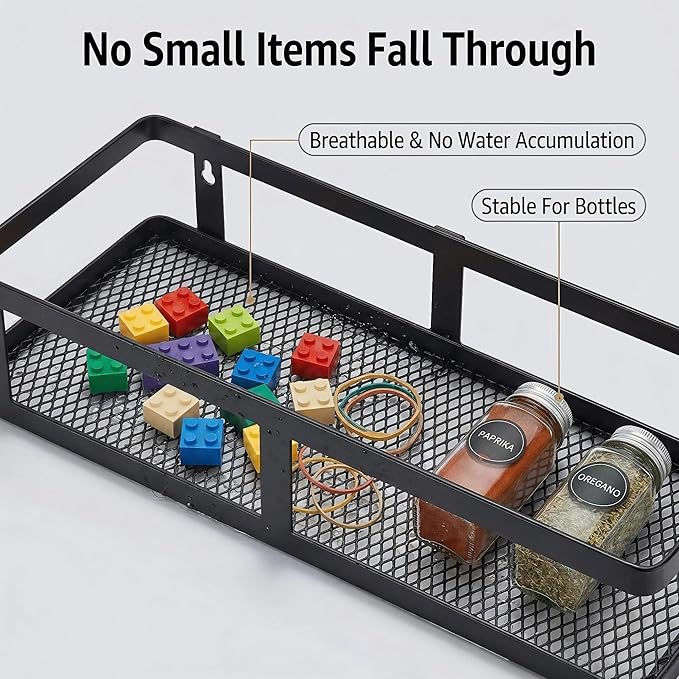 PUSDON 2-Pack Minimalist Shower Caddy Wall Mount, Open Frame Bathroom Shelf - Image 5