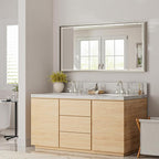 48 x 24 Brushed Nickel Bathroom Mirror, Beveled Framed Rectangle, Shatterproof - Image 6
