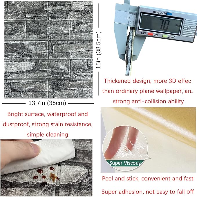 20PCS 3D Wall Panels Peel and Stick Foam 3D Brick Wallpaper Peel and Stick - Image 5