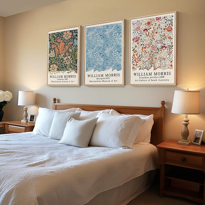 Framed William Morris Wall Art Set of 3, Large Vintage Floral Botanical Canvas - Image 4
