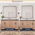 Keonjinn Black Bathroom Mirror for Over Sink, 42 x 36 Inch Large Rounded - Image 8