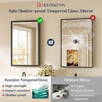Keonjinn 30" x 36" Black Bathroom Vanity Mirror, Brushed Black Mirrors - Image 6