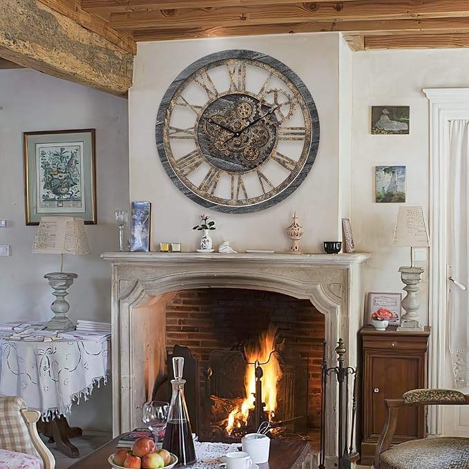Large Wall Clock, Wall Clocks for Living Room Decor 20 Inch Farmhouse Vintage - Image 4