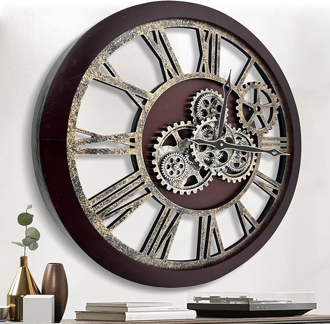 The B-Style Large Wall Clock 24 inch Moving Gear Wall Clock Oversized Vintage by TheB-StyleTB