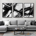 Large Framed Black and White Abstract Canvas Wall Art by Cuspin