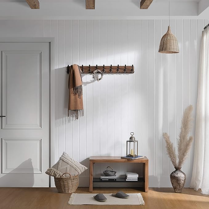 SKOLOO Rustic Large Coat Rack Wall Mount-38.6'' Long Coat Rack - Image 5