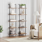 HOOBRO DIY Ladder Shelf, 5-Tier Wooden Wall Mounted Bookshelf, Narrow Bookcase - Image 4