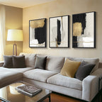 Large Framed Black and White Abstract Wall Art - Image 2