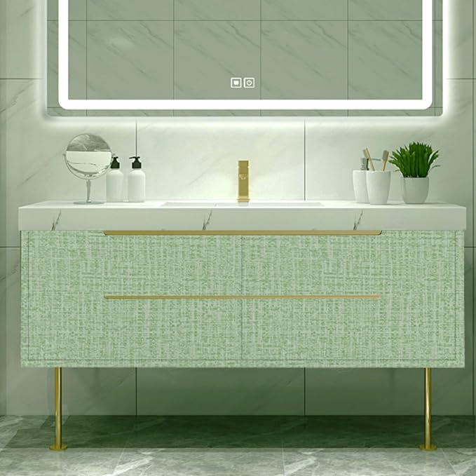 TANONE Contact Paper Peel and Stick, Grasscloth Green Wallpaper Self Adhesive - Image 8