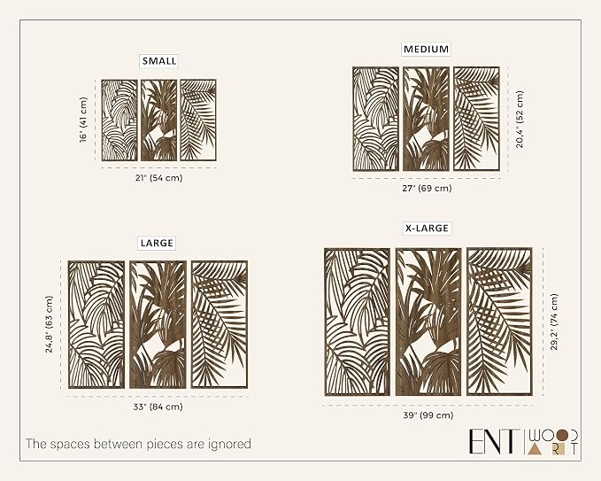Tropical Leaves Wood Wall Art for Living Room, Botanical Wall Art Wood Panel - Image 4