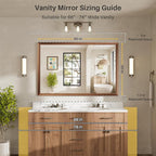 60x40 Inch Bathroom Mirror for Wall, Anti-Rust Walnut Wood Grain Metal Framed - Image 2