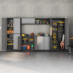 Garage Storage Cabinet with Wheels, Lockable Metal Storage Cabinet - Image 2