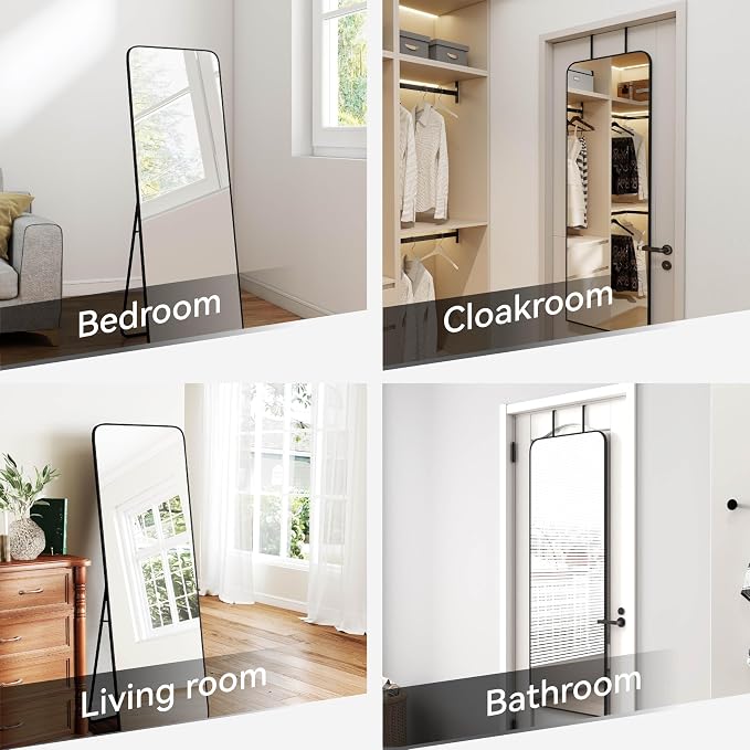 SCWF-GZ 57x20 Door Hanging Full Length Mirror, Floor or Wall Mounted Metal - Image 3