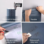 Haimin Fabric Wallpaper Textured Contact Paper Navy Blue Grasscloth Wallpaper - Image 4
