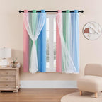 XiDi Curtains for Bedroom Decor, Rainbow Pink GreenBlue34/54/1 by Addsomecolortolife
