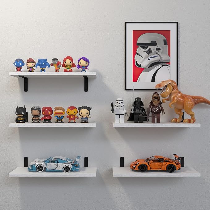 DOLLFIO Floating Shelves, 5 Sets Wall Shelves, Wooden Floating Shelves - Image 5