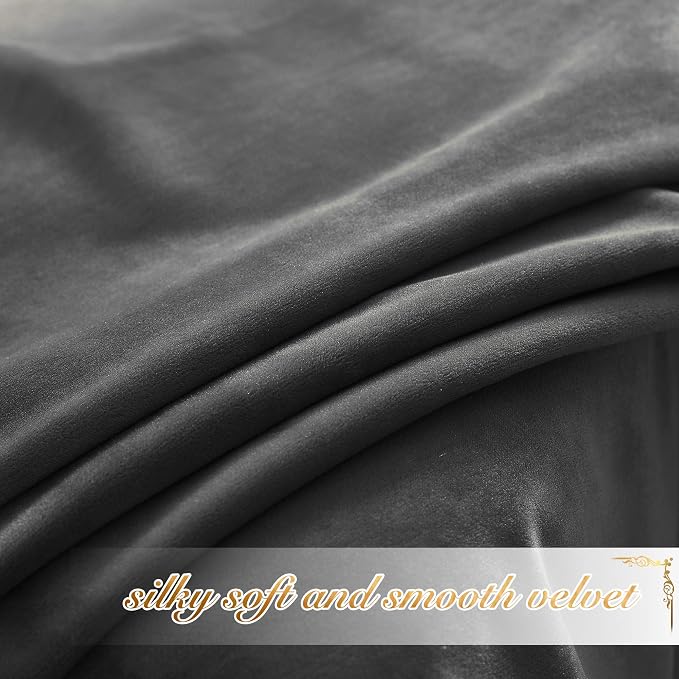 NICETOWN Living Room Grey Velvet Curtains, Sound and Sunlight Reducing Heavy - Image 5