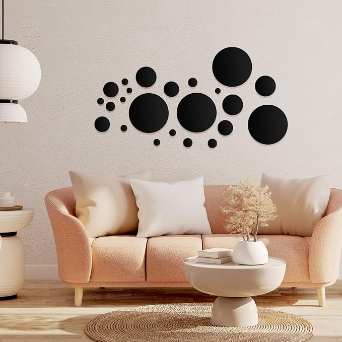 Shappy 32 Pcs Acrylic Mirror Wall Stickers Removable Round Wall Decal Circle - Image 4