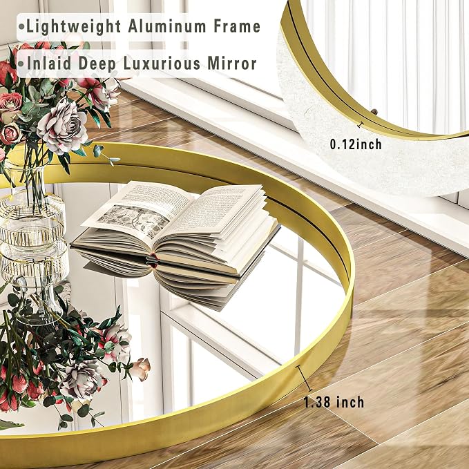 30 inch Round Bathroom Mirror, Living Room, Hanging or Leaning - Image 4