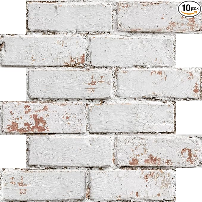 COMSTICKC 3D Faux Brick Wall Panels Peel and Stick, Small Size Self Adhesive by COMSTICKCDECOR