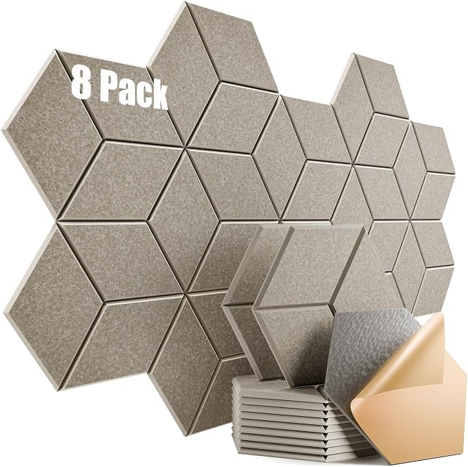 8 Pack Self-Adhesive Acoustic Panels 12" X 10" X 0.4" by Dailycooper