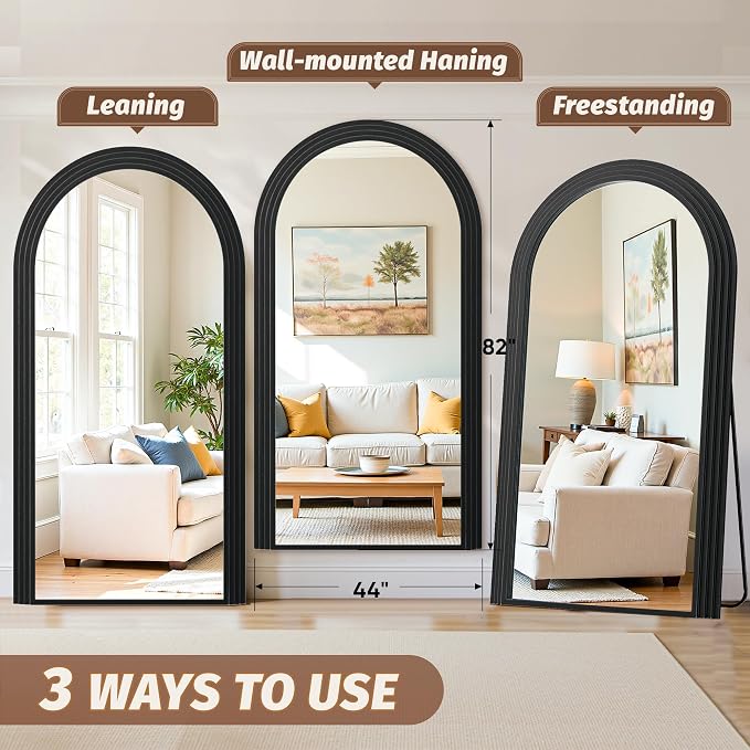 Antok Full Length Mirror 82"×44" Floor Mirror Standing Tall Mirror, Arched - Image 7
