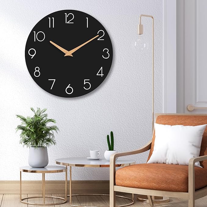 cicininc Wall Clock, 16 Inch Wooden Battery Operated Wall Clocks Silent - Image 4