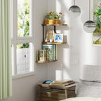 Love-KANKEI Corner Shelf Wall Mount of 3 Tier Rustic Wood Floating Shelves - Image 7