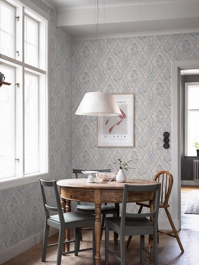 Toduso Peel and Stick Wallpaper Vintage Wall Paper Boho Contact Paper Blue - Image 6