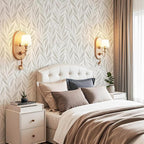 Safiyya 787"x17.3" Boho Peel and Stick Wallpaper Beige and White Wallpaper Leaf - Image 3
