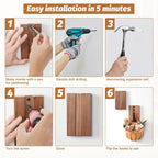 Foldable Wall Hooks 2Pack: Rustic Wooden Coat Hooks Mounted - Image 9