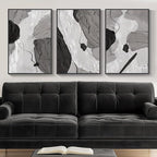 Framed Black and White Modern Abstract Wall Art, 3 Piece Canvas Prints by Cuspin