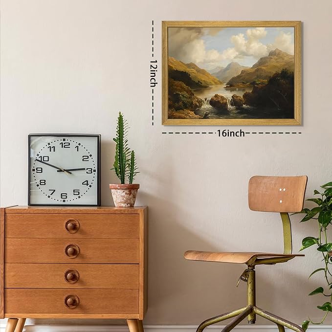 Framed Vintage Landscape Wall Art Home Decor, Retro Mountain Vintage Painting - Image 5